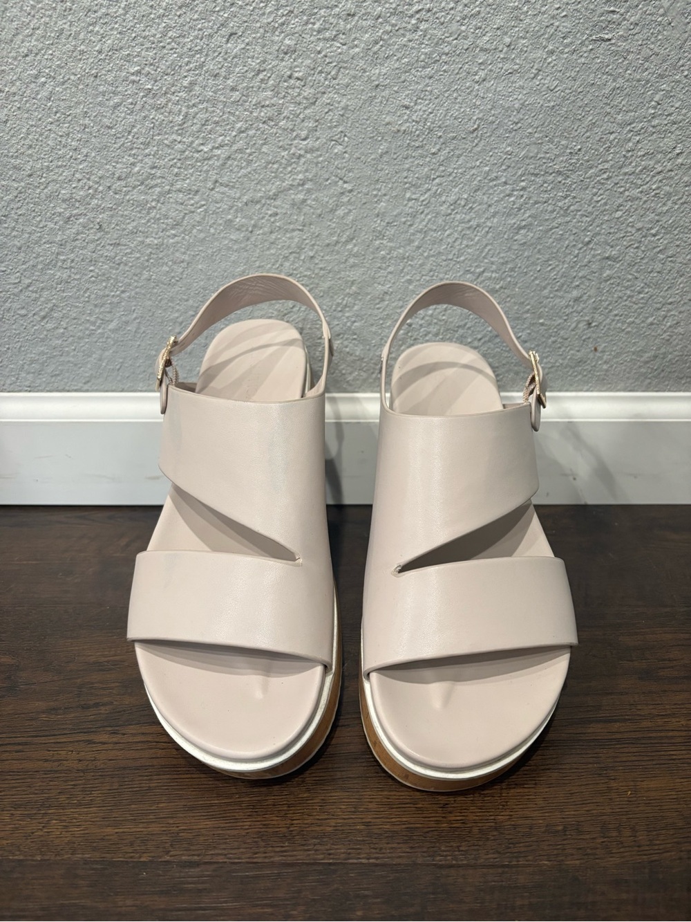Nautica Neutral Cream Slingback Platform Sandals
